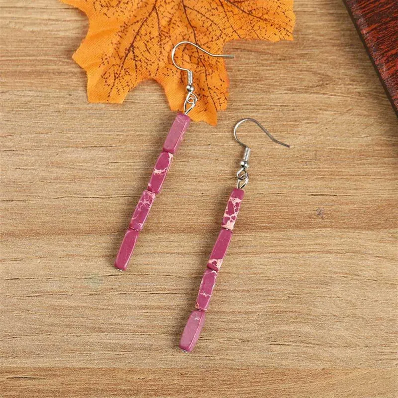 Rose Howlite & Silvertone Cylinder Bead Drop Earrings made by Zulily