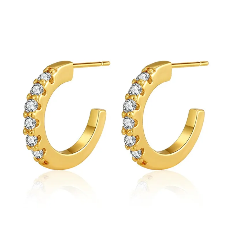 Cubic Zirconia & Goldtone Open Huggie Earrings made by Zulily