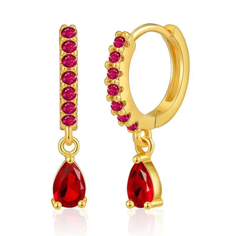 Red Crystal & Cubic Zirconia Huggie Earrings made by Zulily