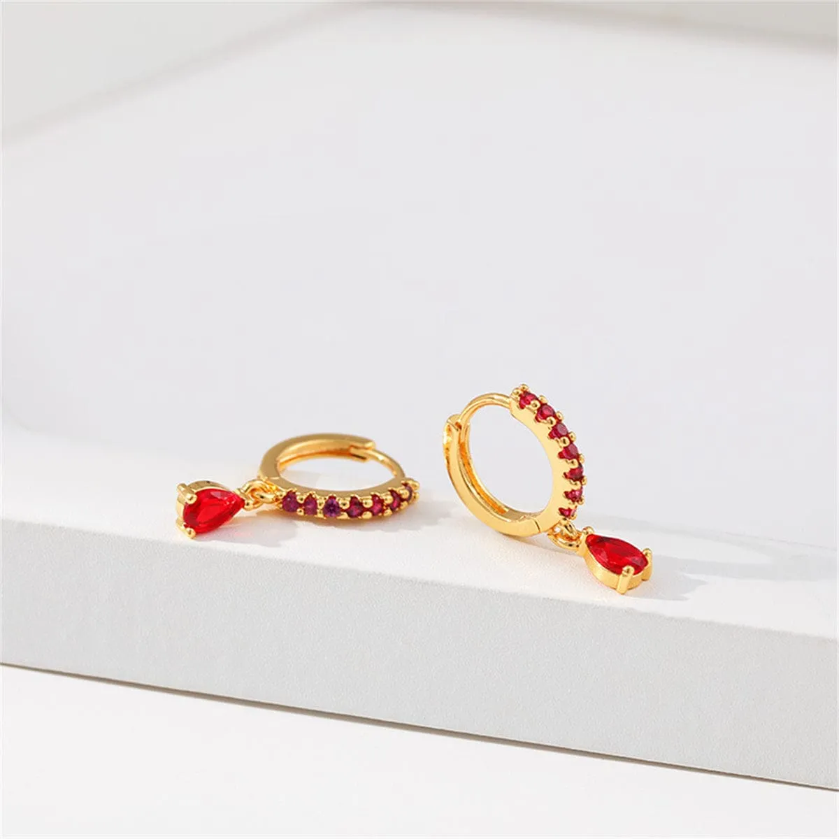 Red Crystal & Cubic Zirconia Huggie Earrings sold by Zulily product image thumbnail 2