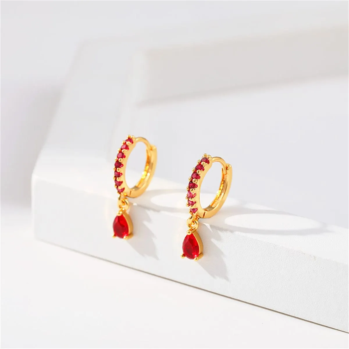 Red Crystal & Cubic Zirconia Huggie Earrings sold by Zulily product image thumbnail 3