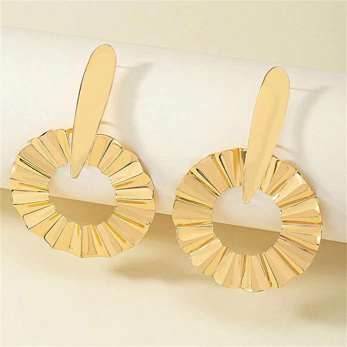 Goldtone Open Lotus Leaf Drop Earrings sold by Zulily product image thumbnail 2
