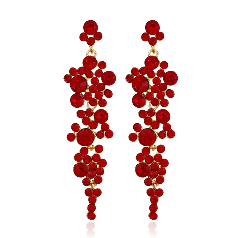 Red Cubic Zirconia & Goldtone Cluster Drop Earrings made by Zulily