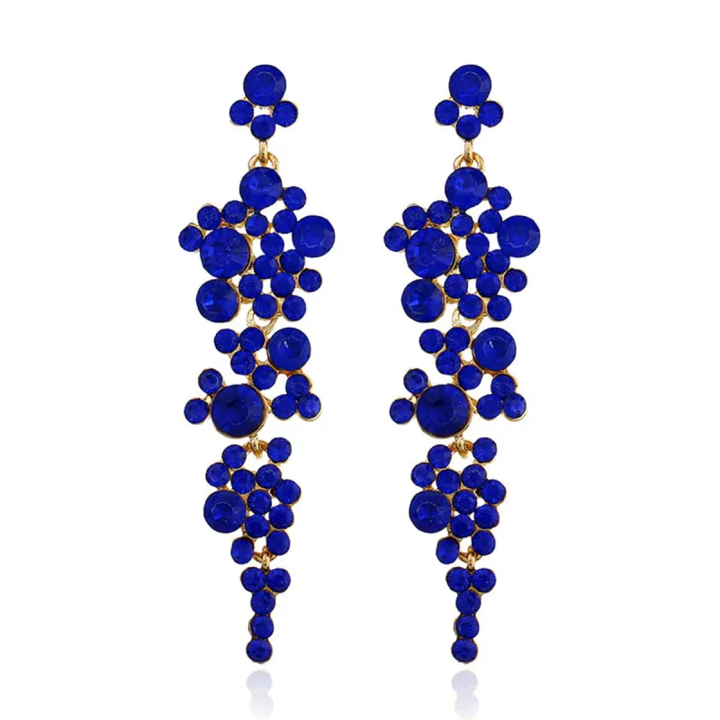 Blue Cubic Zirconia & Goldtone Cluster Drop Earrings made by Zulily