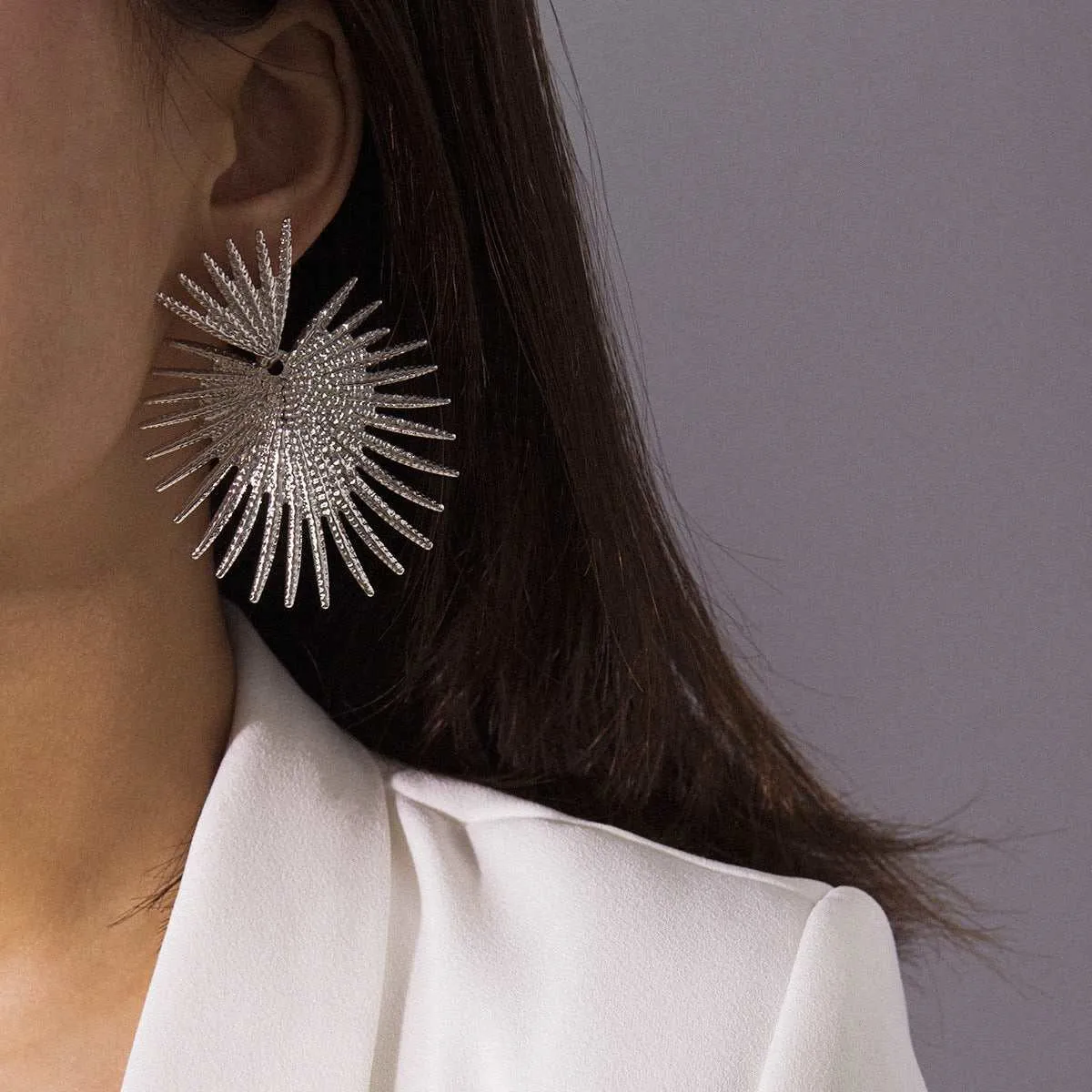 Silvertone Heart Burst Drop Earrings sold by Zulily product image thumbnail 3