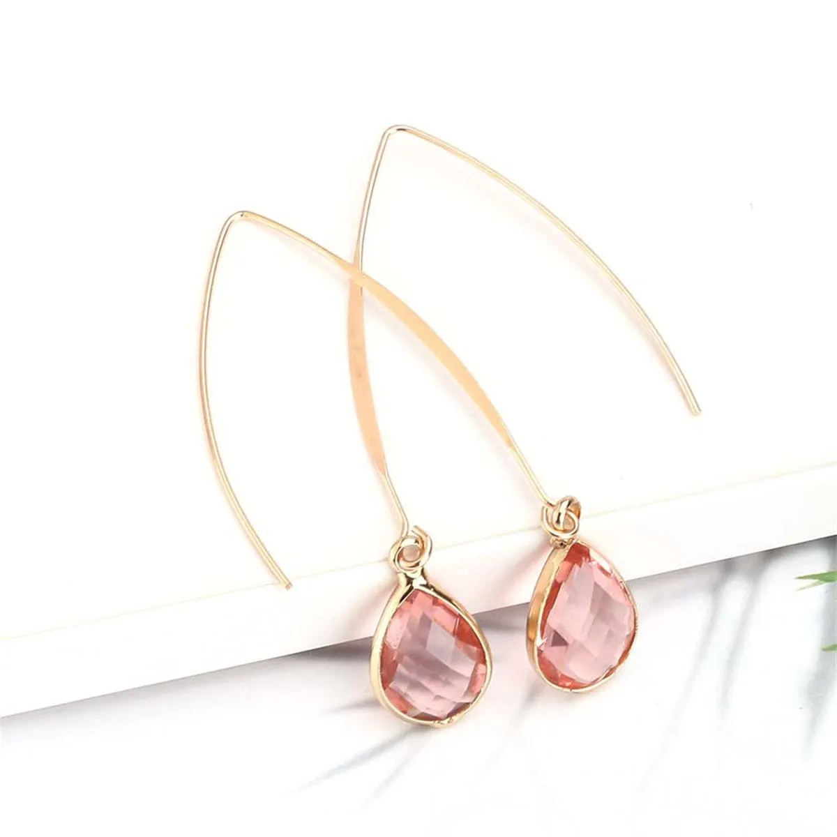 Pink Crystal & Goldtone Threader Earrings sold by Zulily