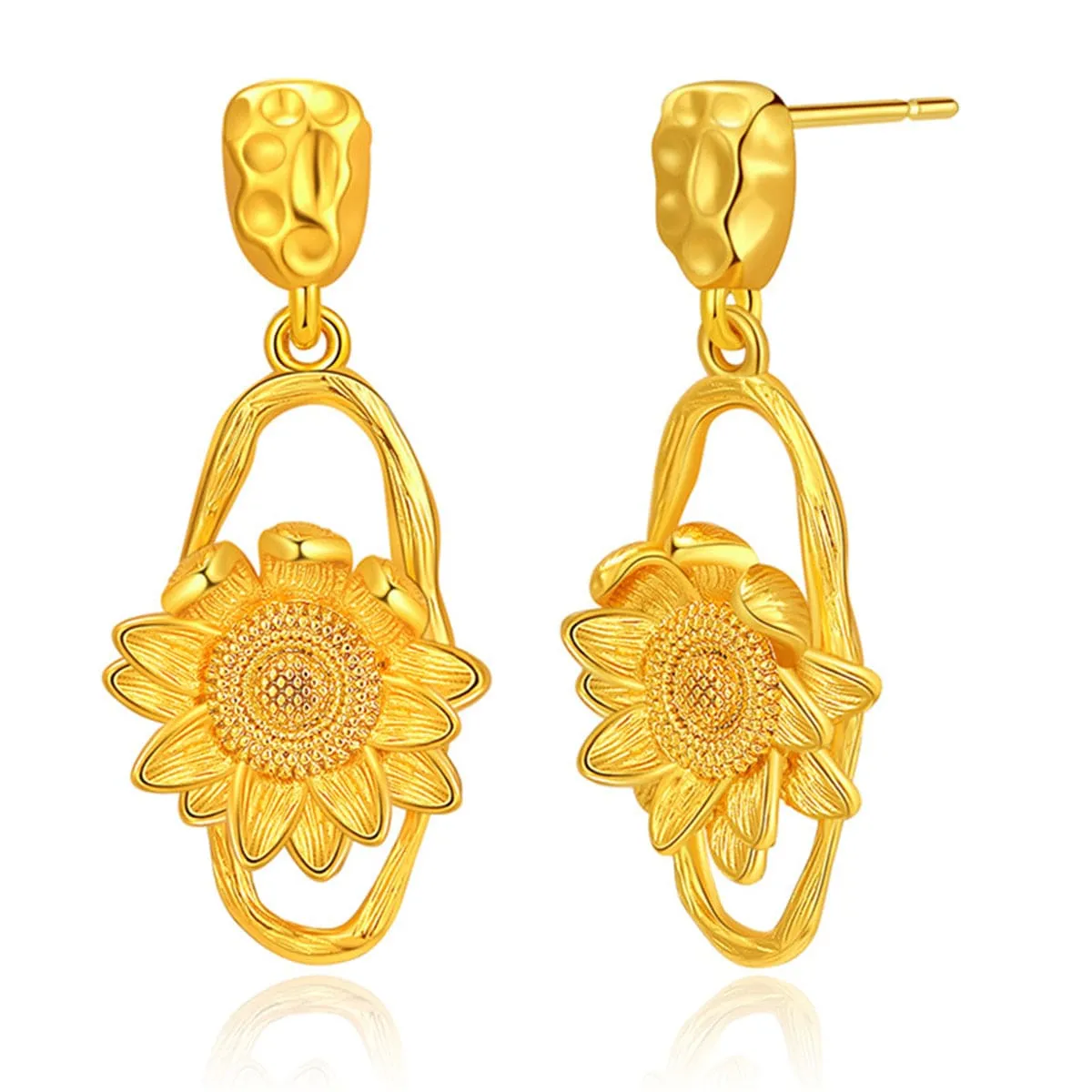 Goldtone Sunflower Oval Drop Earrings sold by Zulily