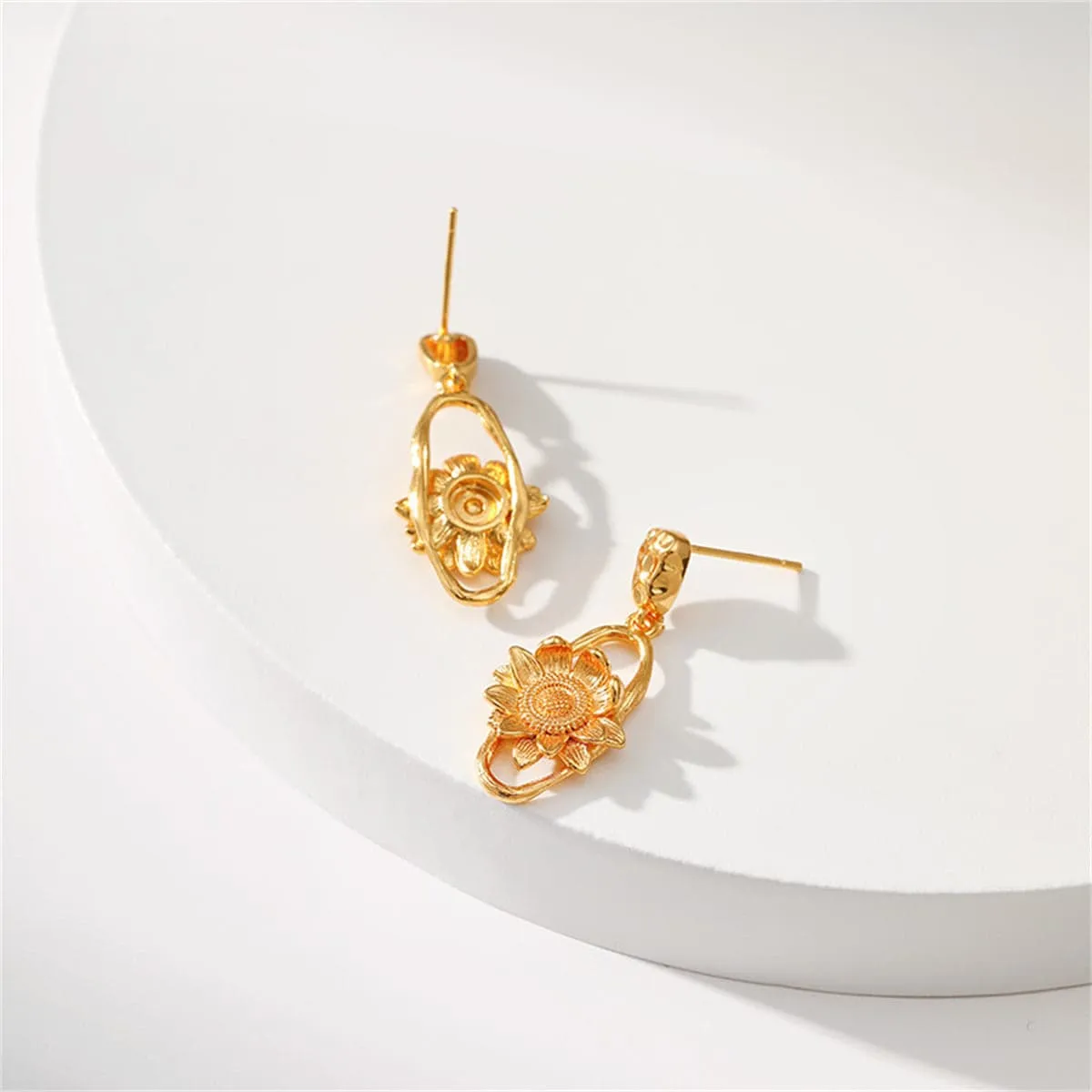 Goldtone Sunflower Oval Drop Earrings sold by Zulily product image thumbnail 2