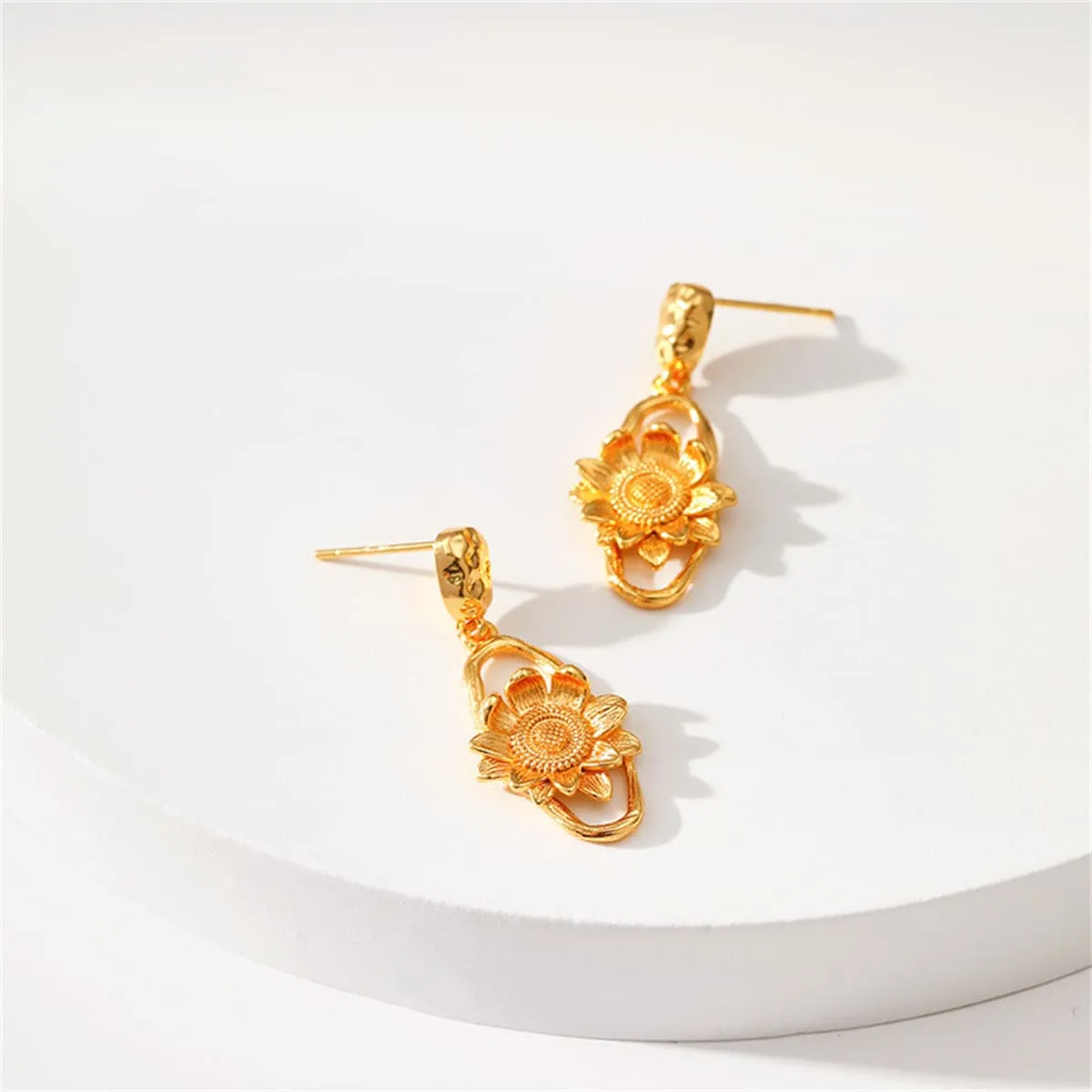 Goldtone Sunflower Oval Drop Earrings sold by Zulily product image thumbnail 3