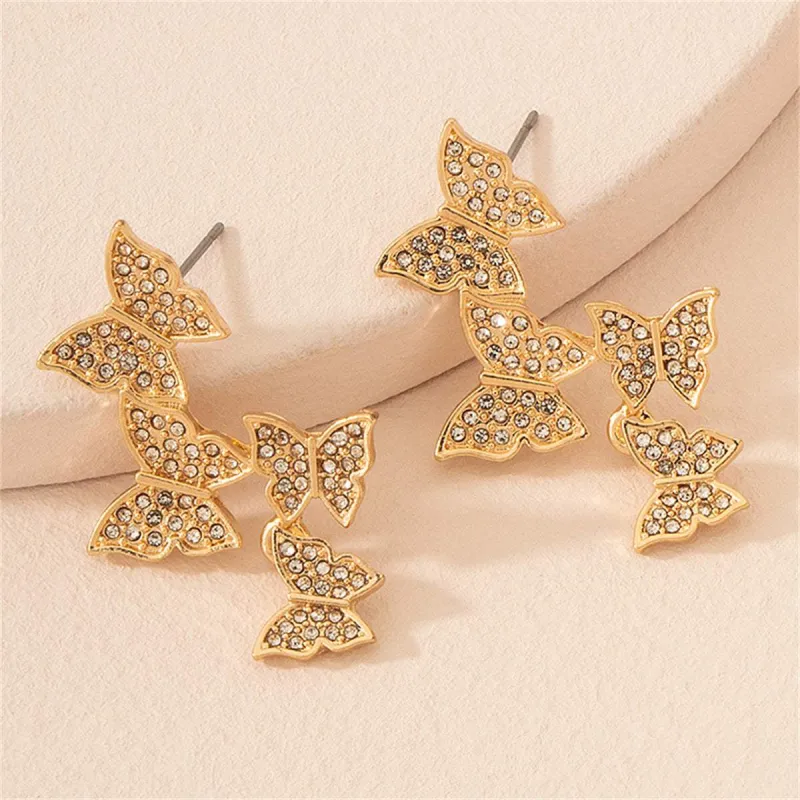 Cubic Zirconia & Goldtone Linked Butterfly Drop Earrings made by Zulily