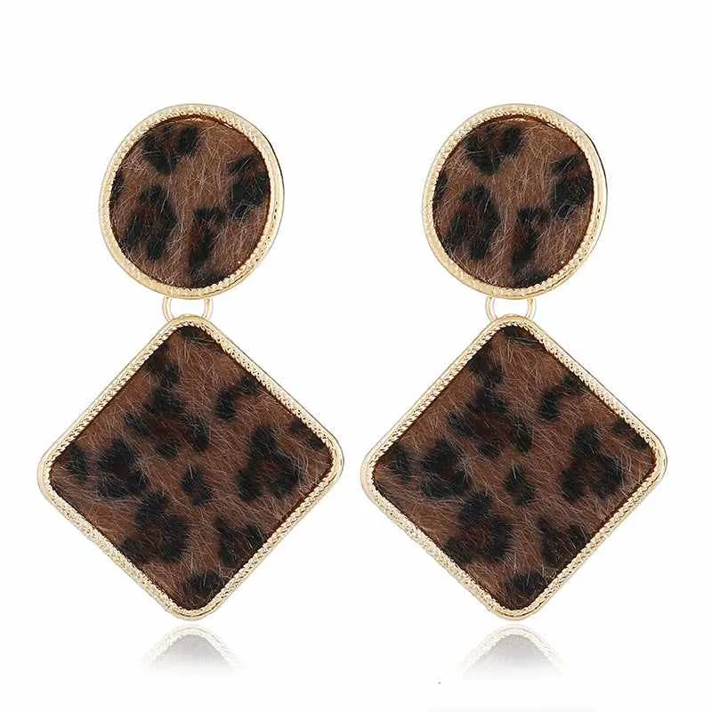 Coffee Gabardine & Goldtone Leopard Print Drop Earrings made by Zulily