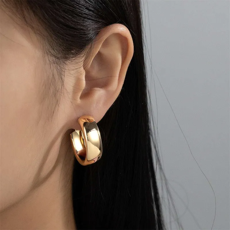 Goldtone Thick Hoop Earrings made by Zulily