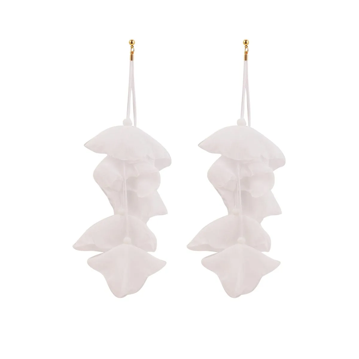 White Polyster & Goldtone Five-Petal Drop Earrings sold by Zulily product image thumbnail 2
