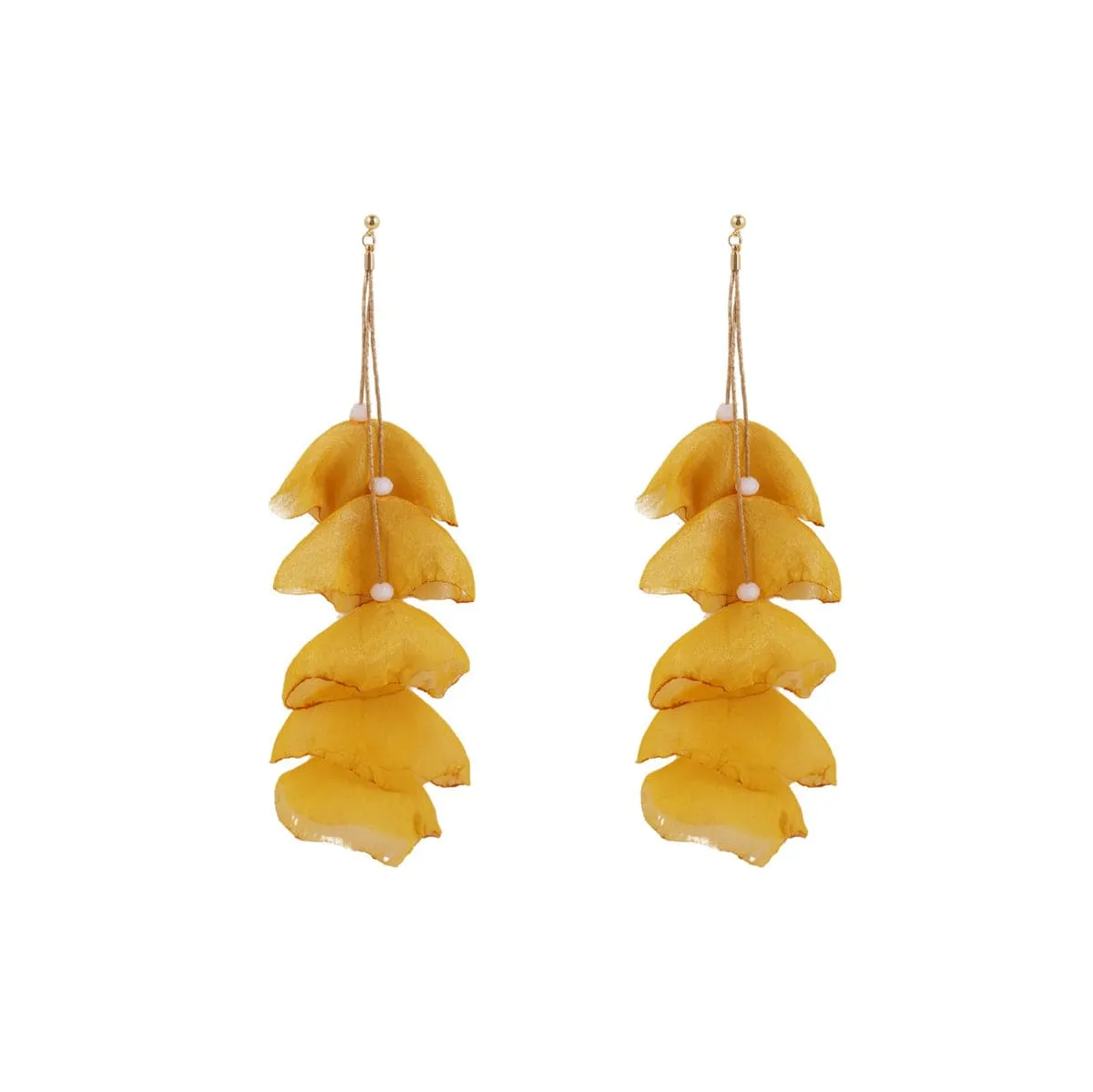 Yellow Polyster & Goldtone Five-Petal Drop Earrings sold by Zulily