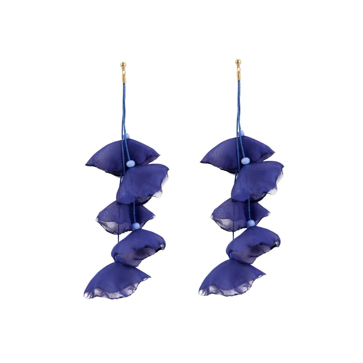 Blue Polyster & Acrylic Goldtone Five-Petal Drop Earrings sold by Zulily product image thumbnail 2