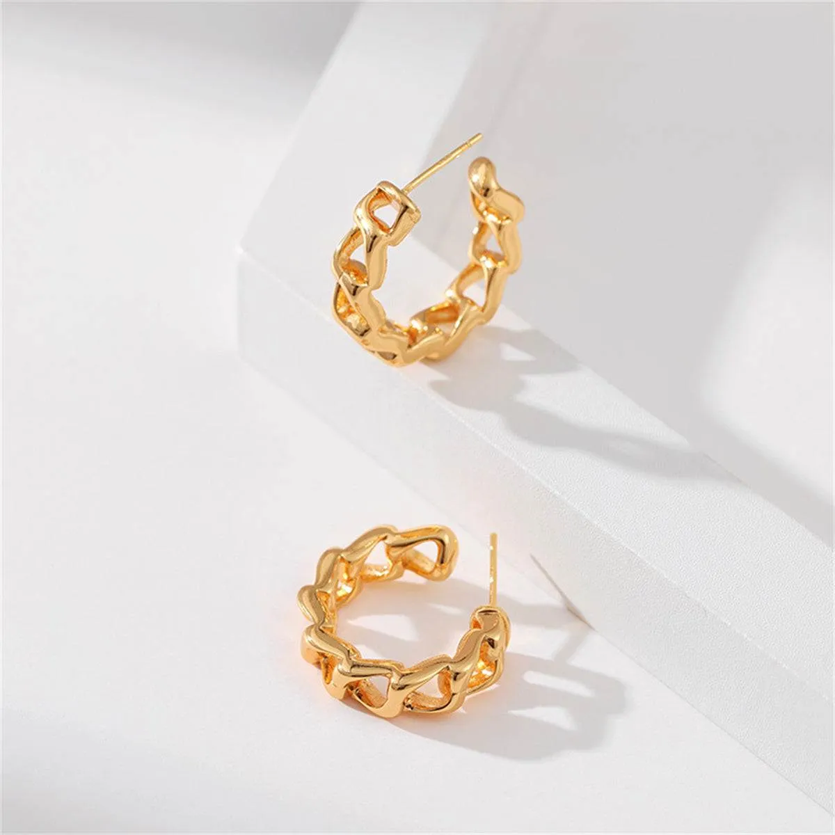 Goldtone Curb-Chain Huggie Earrings sold by Zulily product image thumbnail 3