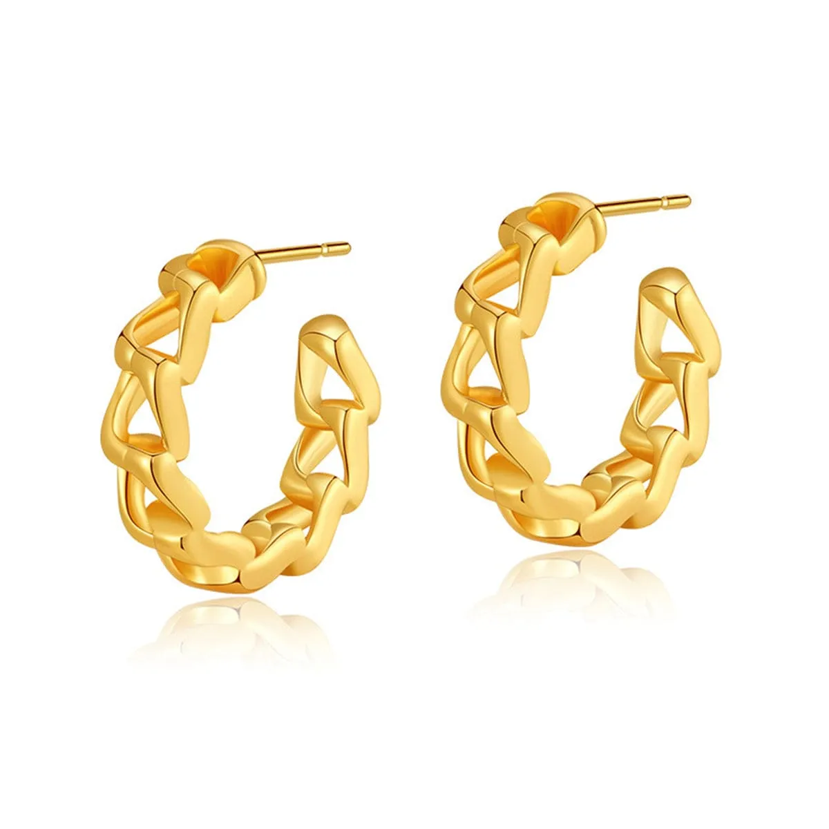 Goldtone Curb-Chain Huggie Earrings sold by Zulily