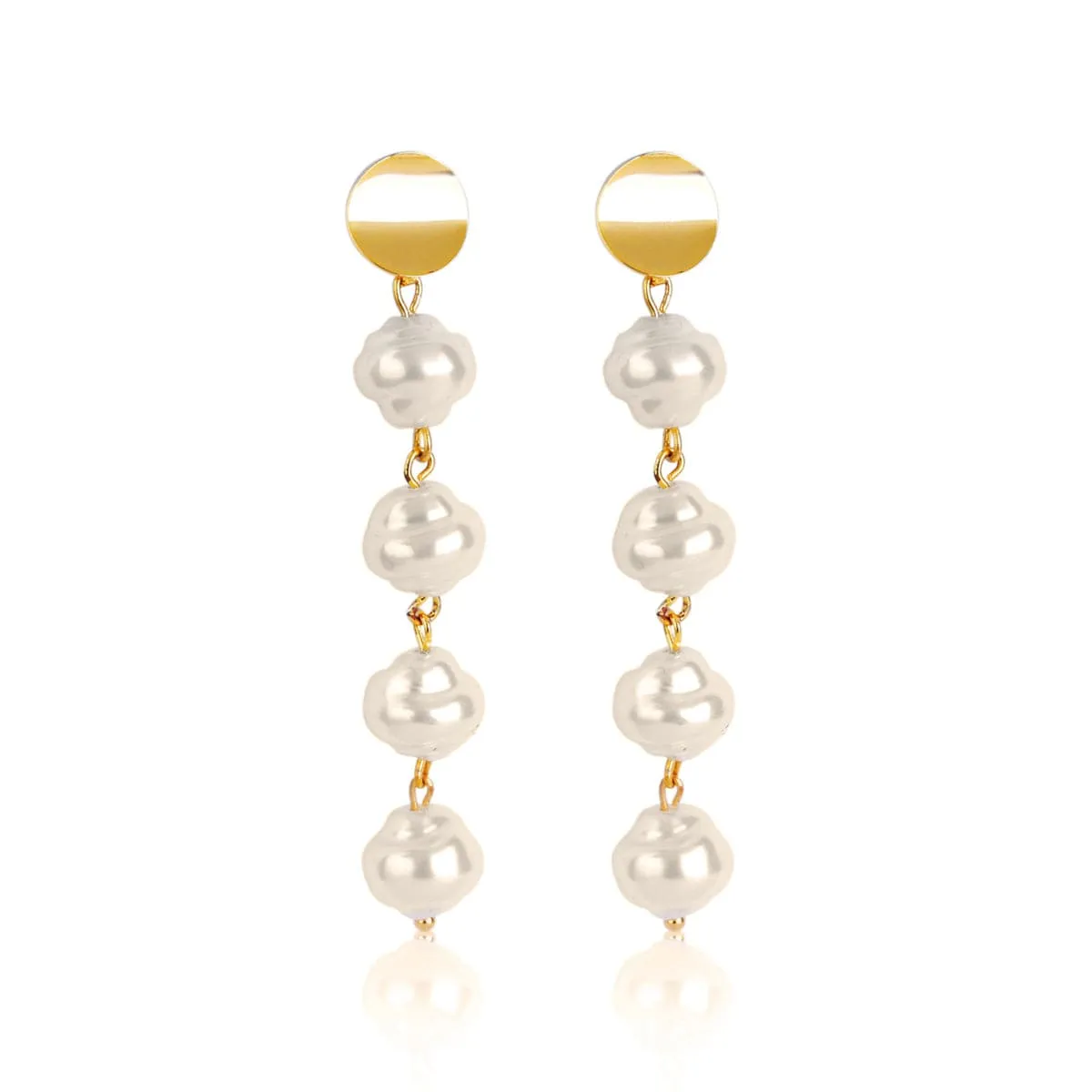 Pearl & Goldtone Four-Tier Link Drop Earrings sold by Zulily