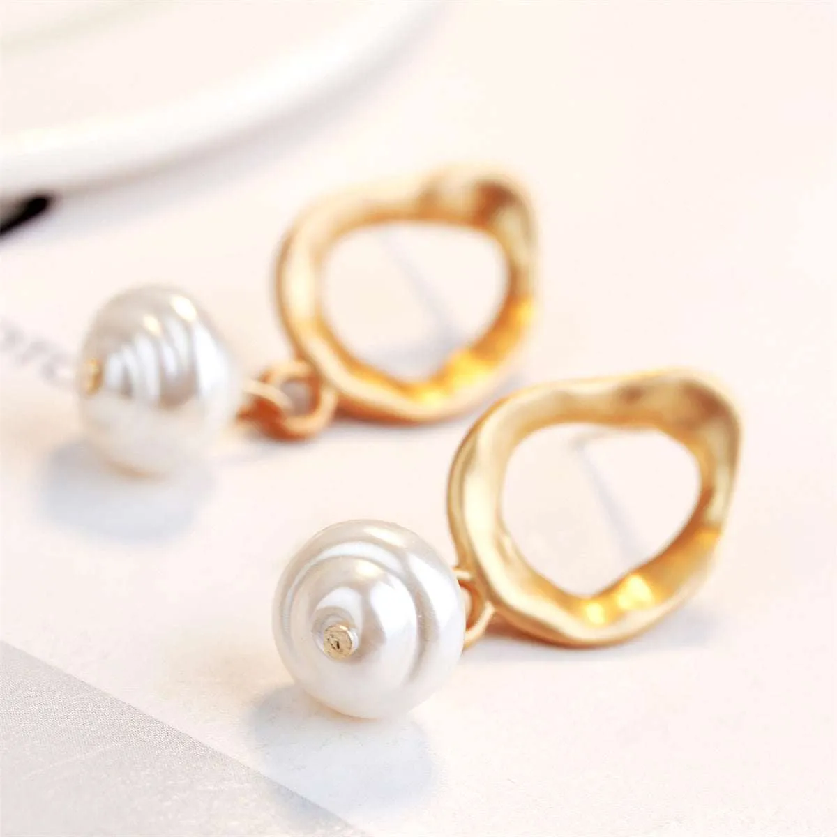 Pearl & Goldtone Openwork Drop Earrings sold by Zulily product image thumbnail 3