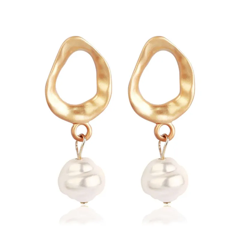 Pearl & Goldtone Openwork Drop Earrings made by Zulily