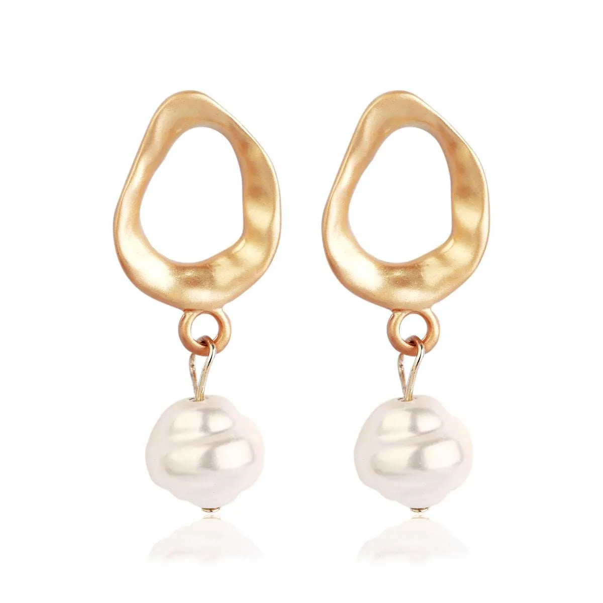 Pearl & Goldtone Openwork Drop Earrings sold by Zulily