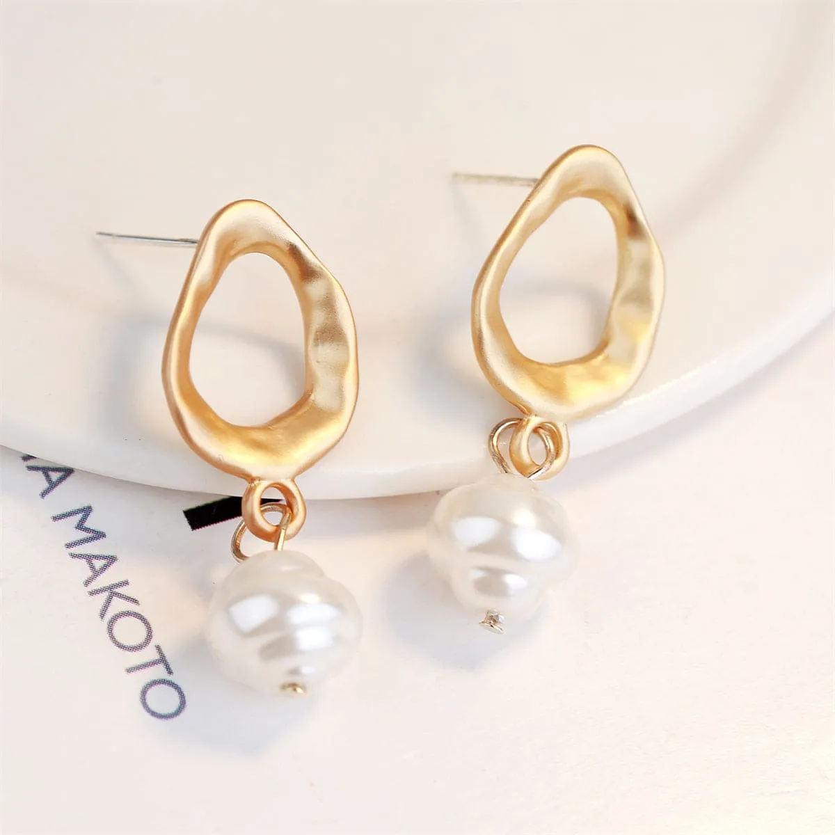 Pearl & Goldtone Openwork Drop Earrings sold by Zulily product image thumbnail 2