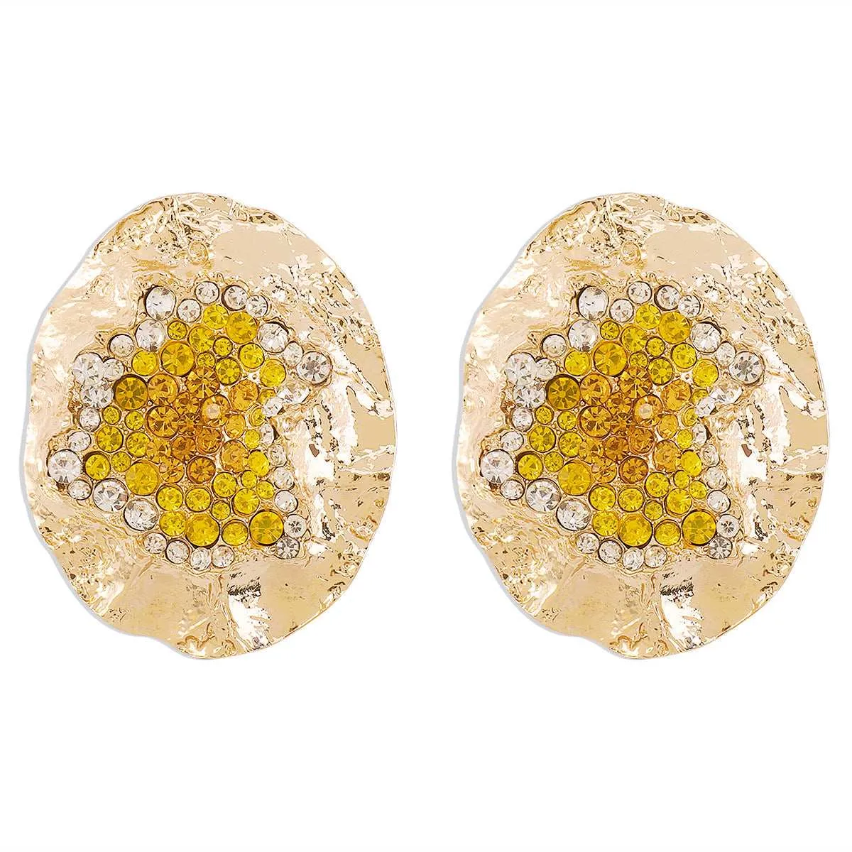 Yellow Cubic Zirconia & Goldtone Textured Oval Stud Earrings sold by Zulily product image thumbnail 2