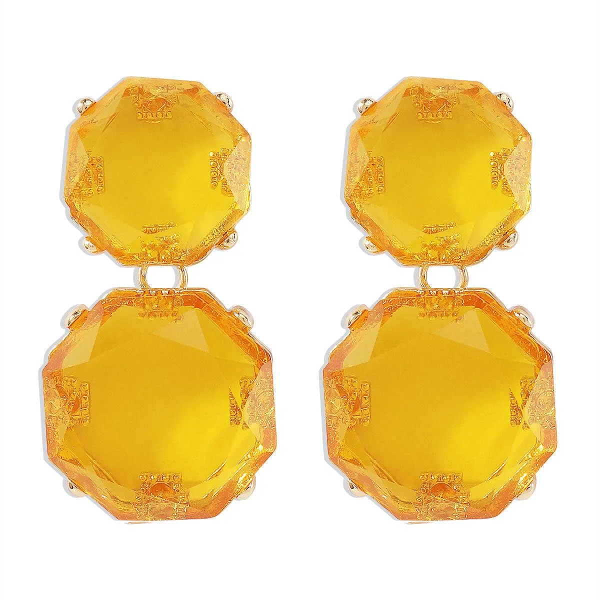 Yellow Crystal & Goldtone Octagon Drop Earrings sold by Zulily product image thumbnail 3