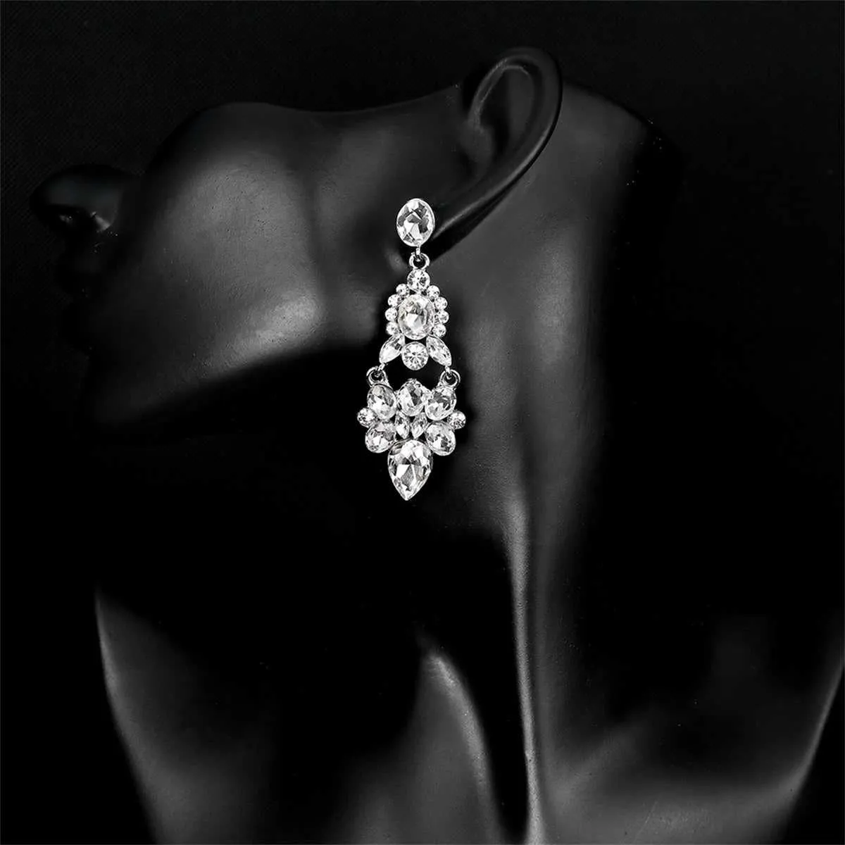Crystal & Cubic Zirconia Silvertone Cluster Drop Earrings sold by Zulily product image thumbnail 3