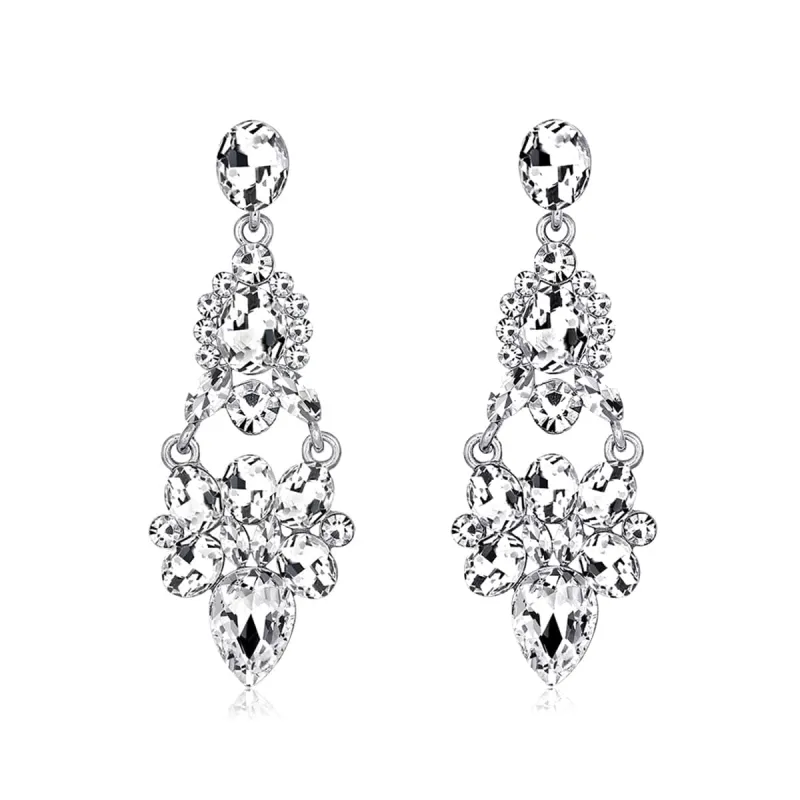 Crystal & Cubic Zirconia Silvertone Cluster Drop Earrings made by Zulily