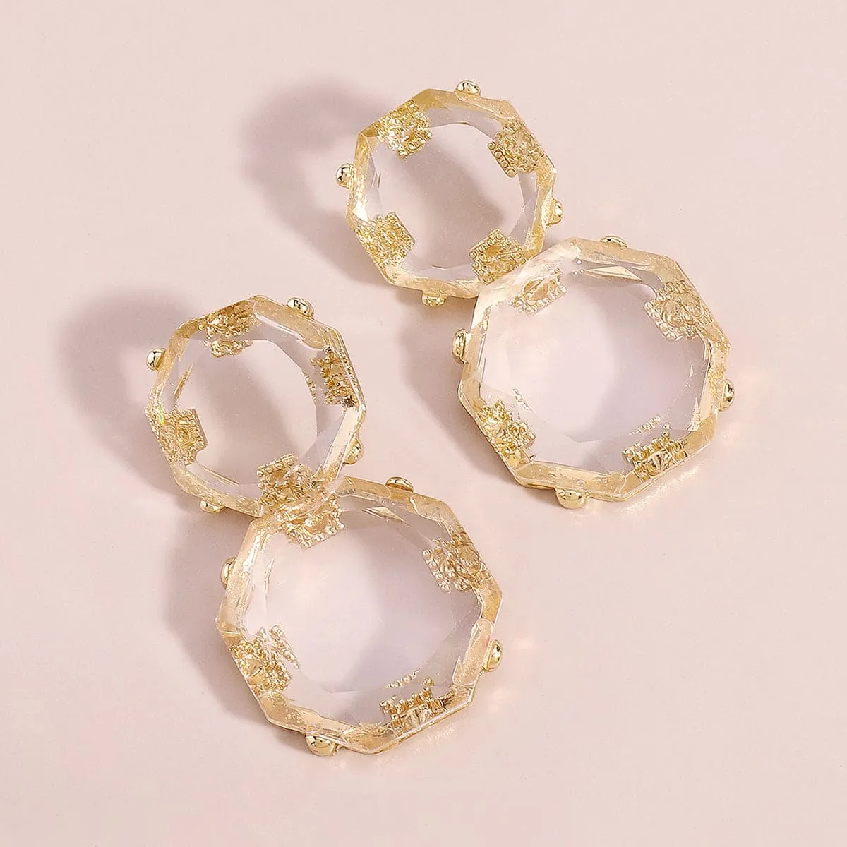 Crystal & Goldtone Octagon Drop Earrings sold by Zulily product image thumbnail 3