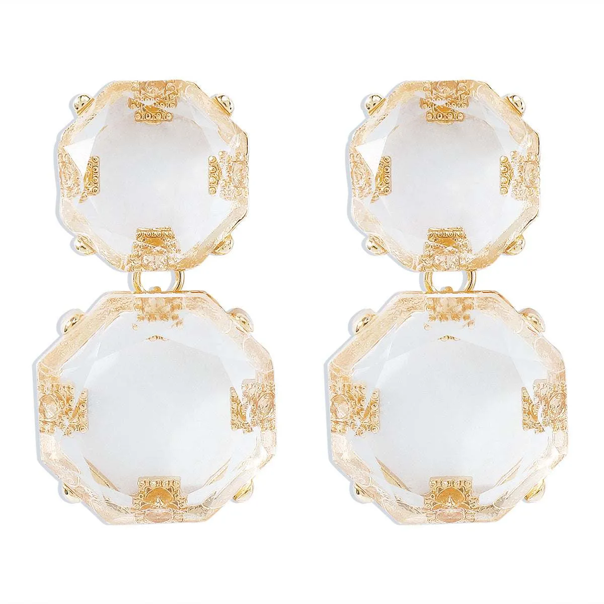 Crystal & Goldtone Octagon Drop Earrings sold by Zulily product image thumbnail 2