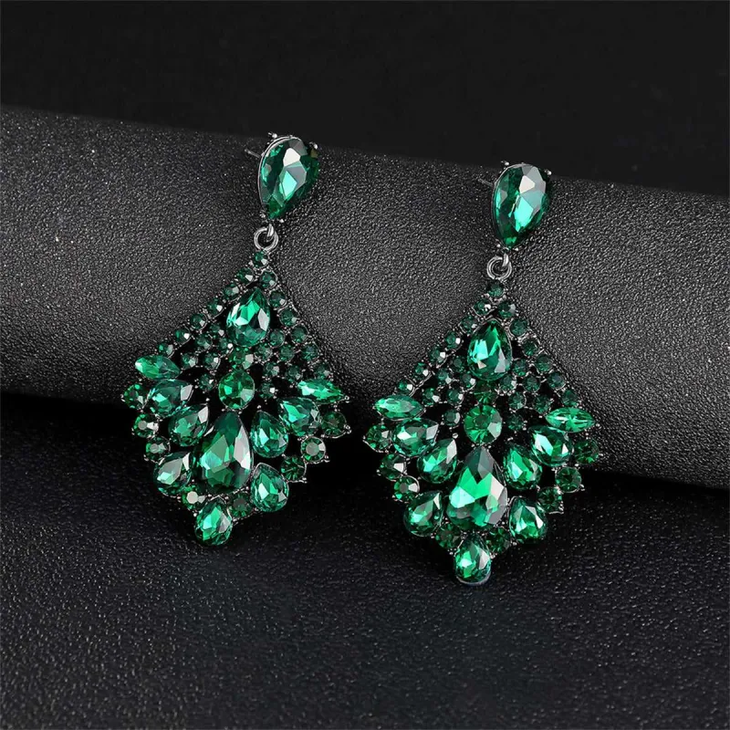 Green & Cubic Zirconia Rhombus Drop Earrings made by Zulily
