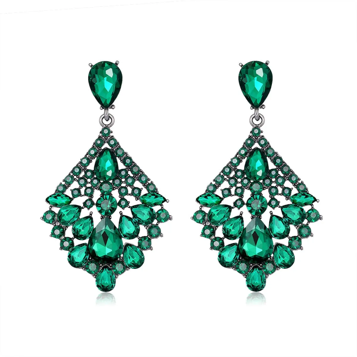Green & Cubic Zirconia Rhombus Drop Earrings sold by Zulily product image thumbnail 2