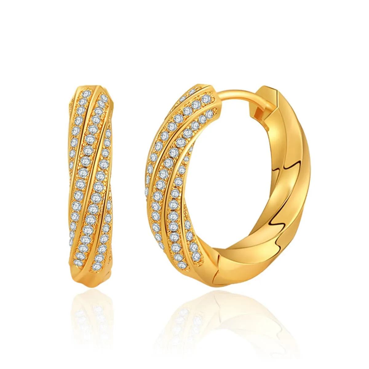 Cubic Zirconia & Goldtone Twisted Huggie Earrings sold by Zulily