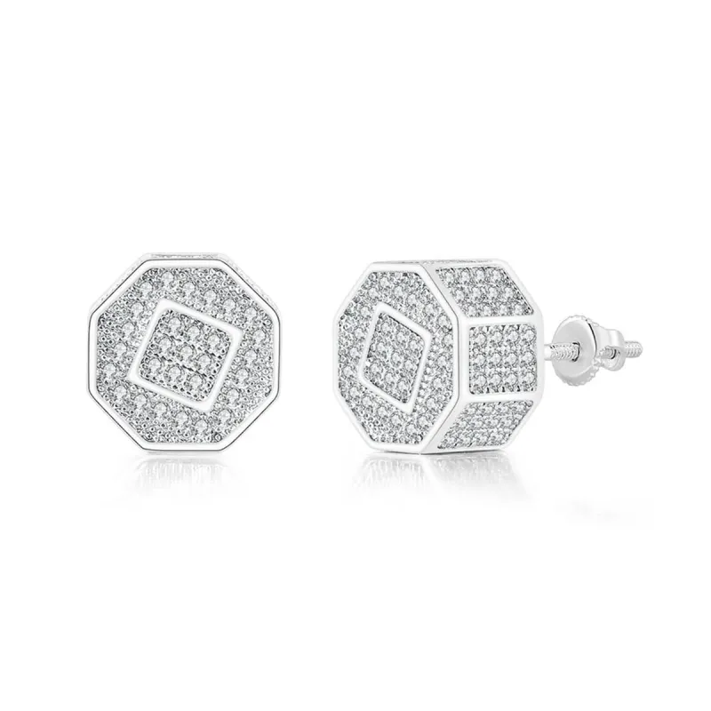 Cubic Zirconia & Silvertone Octagon Stud Earrings made by Zulily