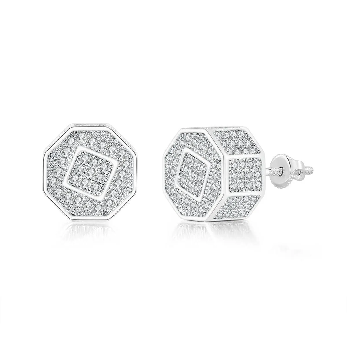 Cubic Zirconia & Silvertone Octagon Stud Earrings sold by Zulily