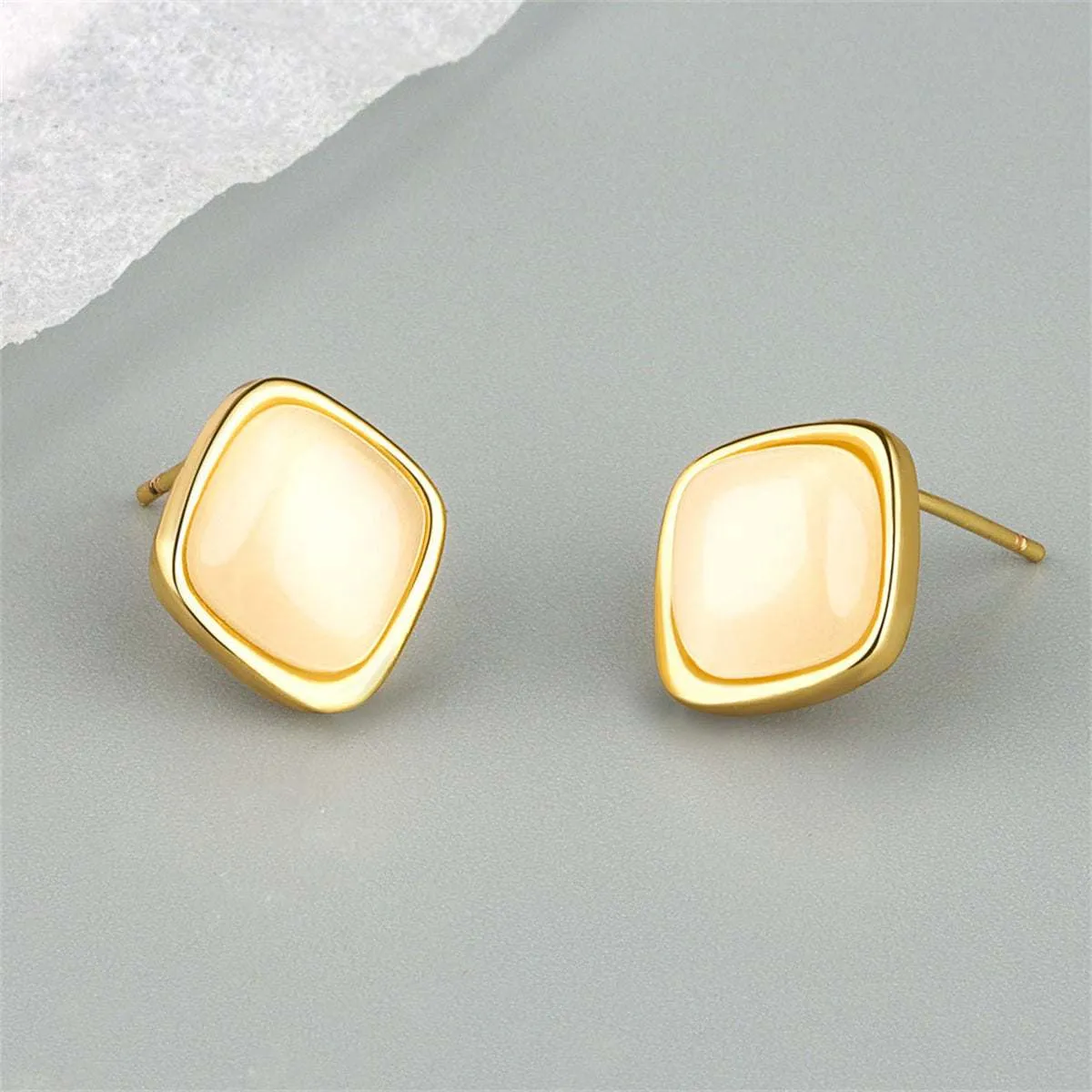 Cats Eye & Goldtone Rhombus Stud Earrings sold by Zulily product image thumbnail 2