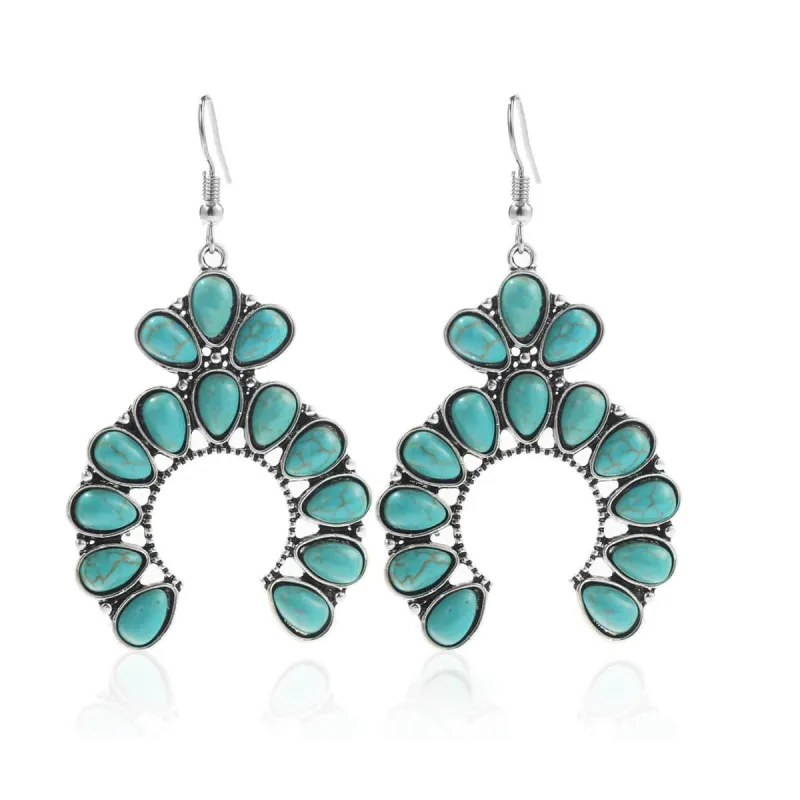 Turquoise & Silvertone Patchwork Round Drop Earrings made by Zulily