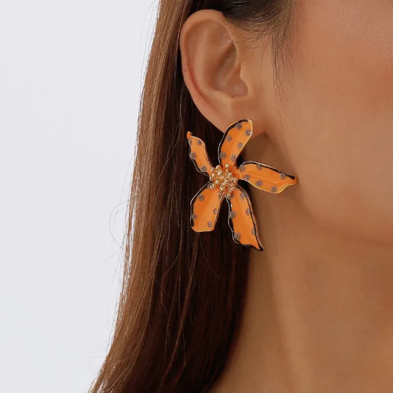 Yellow Enamel & Goldtone Spot Flower Stud Earrings made by Zulily