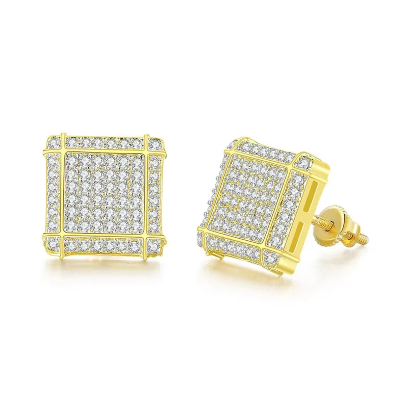 Cubic Zirconia & Two-Tone Stripe Square Stud Earrings made by Zulily