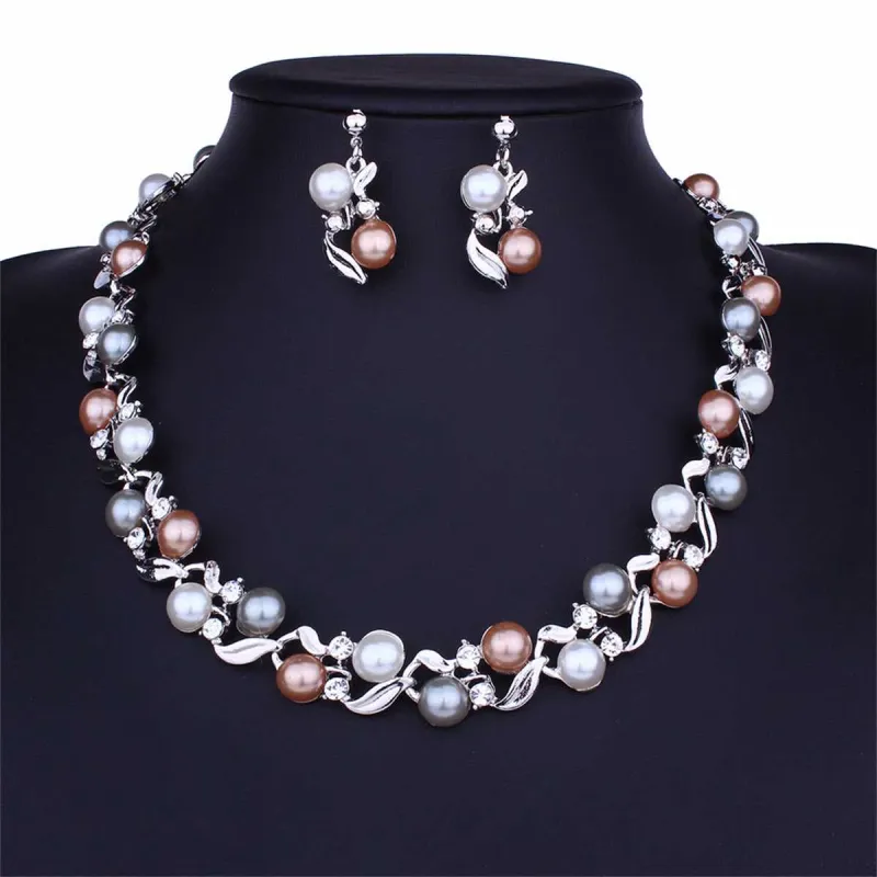 Pearl & Cubic Zirconia Silvertone Chain Necklace & Drop Earrings made by Zulily