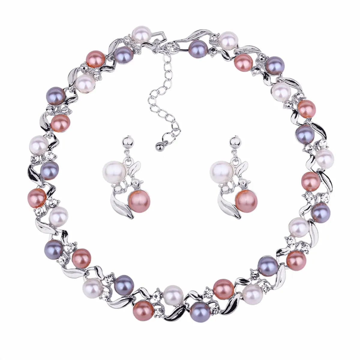 Pearl & Cubic Zirconia Silvertone Chain Necklace & Drop Earrings sold by Zulily product image thumbnail 3