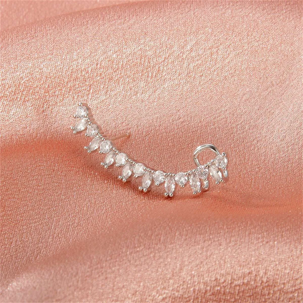 Crystal & Cubic Zirconia Silvertone Ear Climber sold by Zulily
