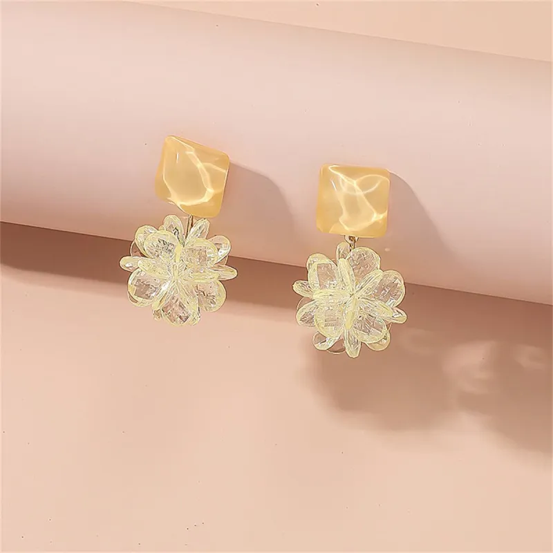 Yellow Resin & Acrylic Floral Drop Earrings made by Zulily