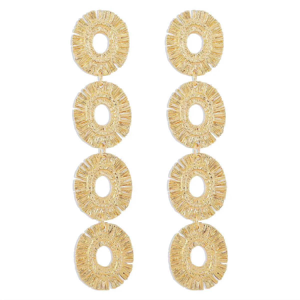 Goldtone Linked Textured-Oval Drop Earrings sold by Zulily product image thumbnail 3