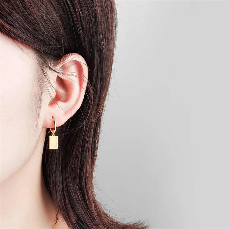 Cat's Eye & Goldtone Rectangle Drop Earrings made by Zulily