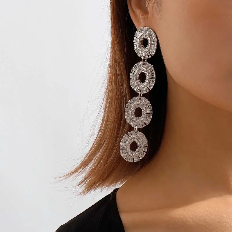 Silvertone Linked Textured-Oval Drop Earrings made by Zulily