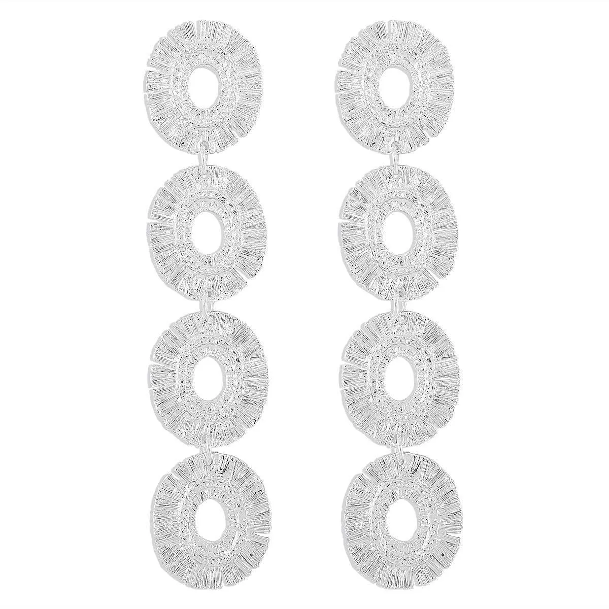 Silvertone Linked Textured-Oval Drop Earrings sold by Zulily product image thumbnail 3