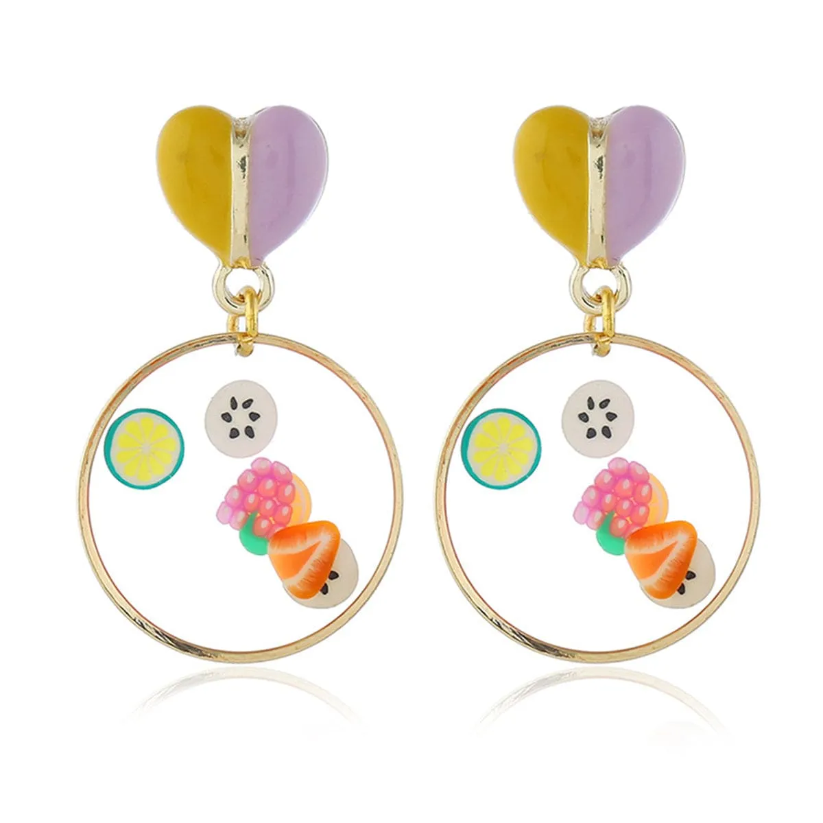 Yellow Enamel & Resin Heart Fruit Drop Earrings sold by Zulily product image thumbnail 2